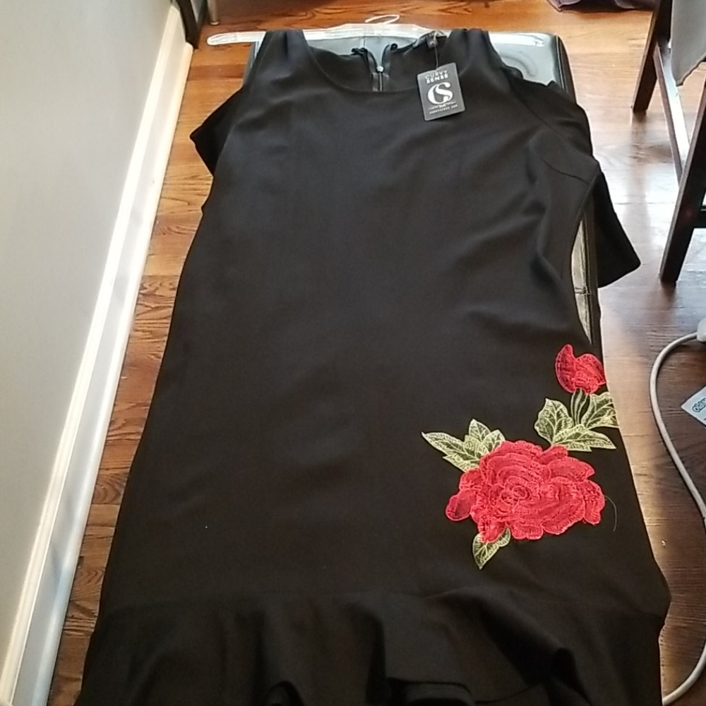 Black Mini Dress w/ Flower